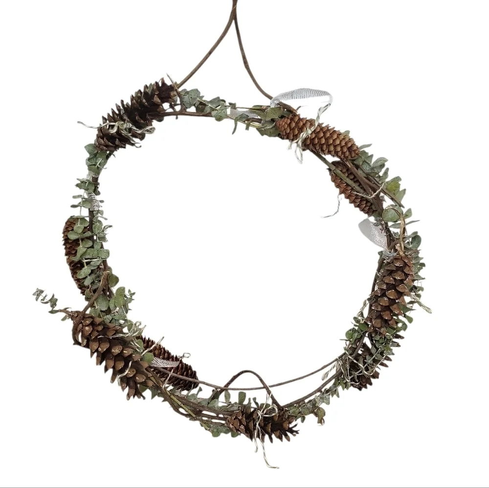 Rustic Pinecone & Eucalyptus Woodland Wreath – Handmade Natural Decor
